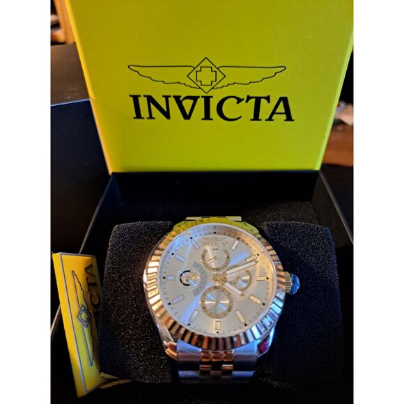 INVICTA Specialty White Dial 49538 43mm Two Tone Band Gold Silver Tone Unisex - Picture 1 of 4